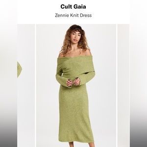 Cult Gaia Zennie Melange Knit midi dress sz S  heather green